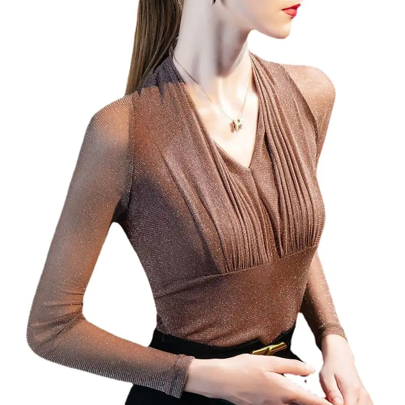 Early Autumn Women's Long-Sleeved V-Neck Top